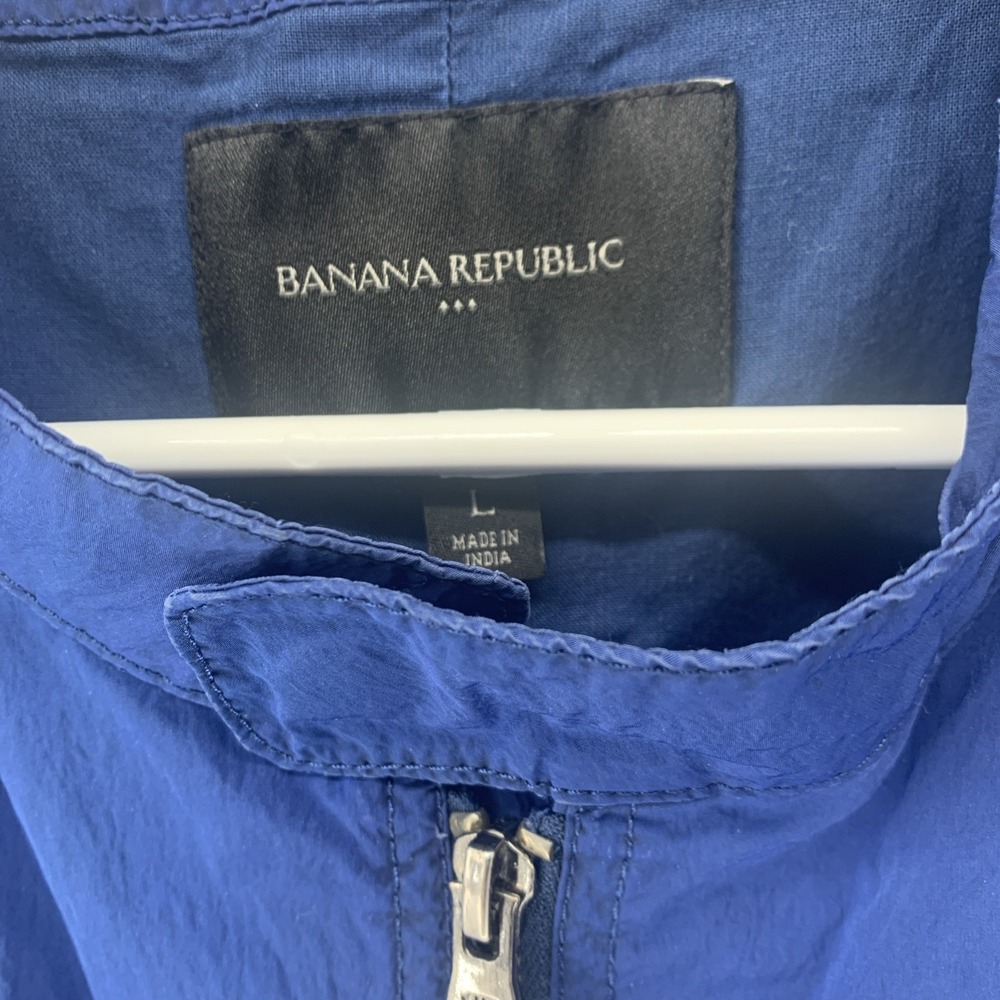 Banana Republic Jacket Mens Large  Blue Nylon Cotton Full Zip  2013 Windbreaker - Picture 6 of 11